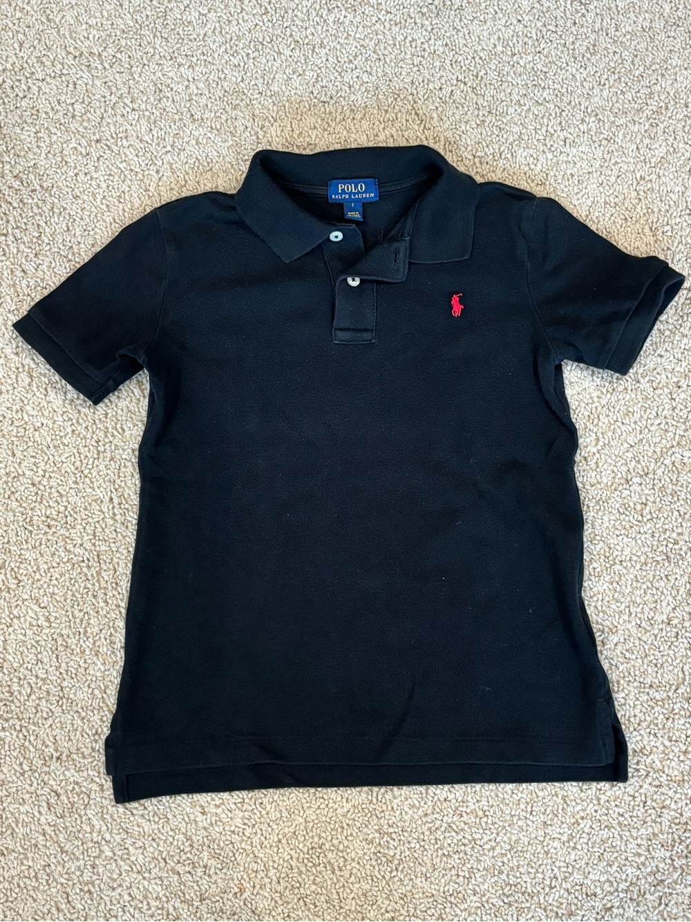 Polo Ralph Lauren - Boys Black Short Sleeve Solid Collared Button Polo